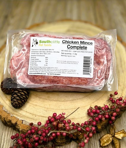 a serving of southcliffe chicken mince complete in its packaging