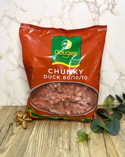 a pack of dougie's chunky duck complete dog food