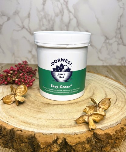 A tub of Dorwest Easy Green Powder