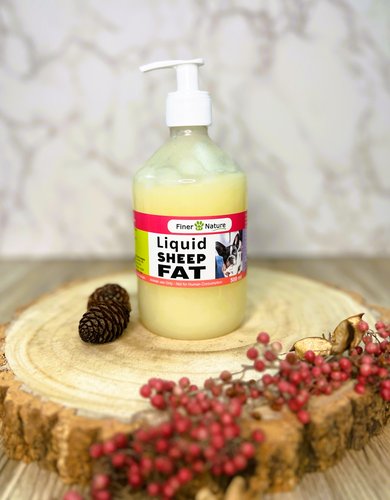 a bottle of liquid sheep fat