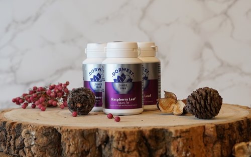 Three tubs of Dorwest raspberry leaf tablets