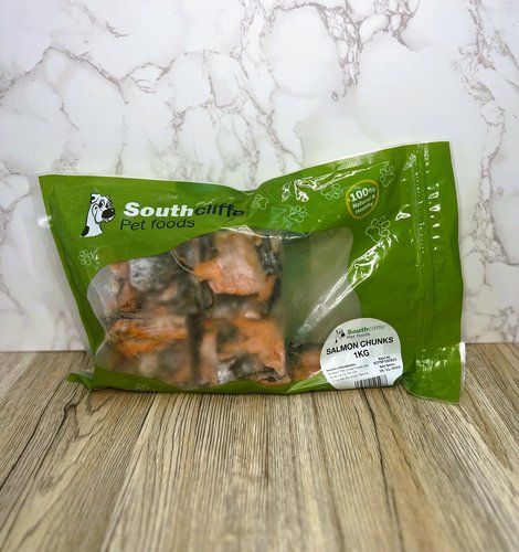 a pack of southcliffe frozen salmon chunks for dogs